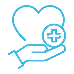 Icon of a heart with a medical symbol on it